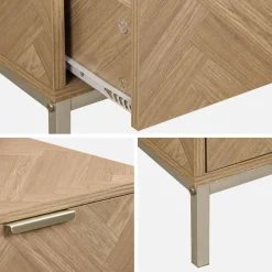 Set 2 comodini effetto legno con motivo a spina di pesce