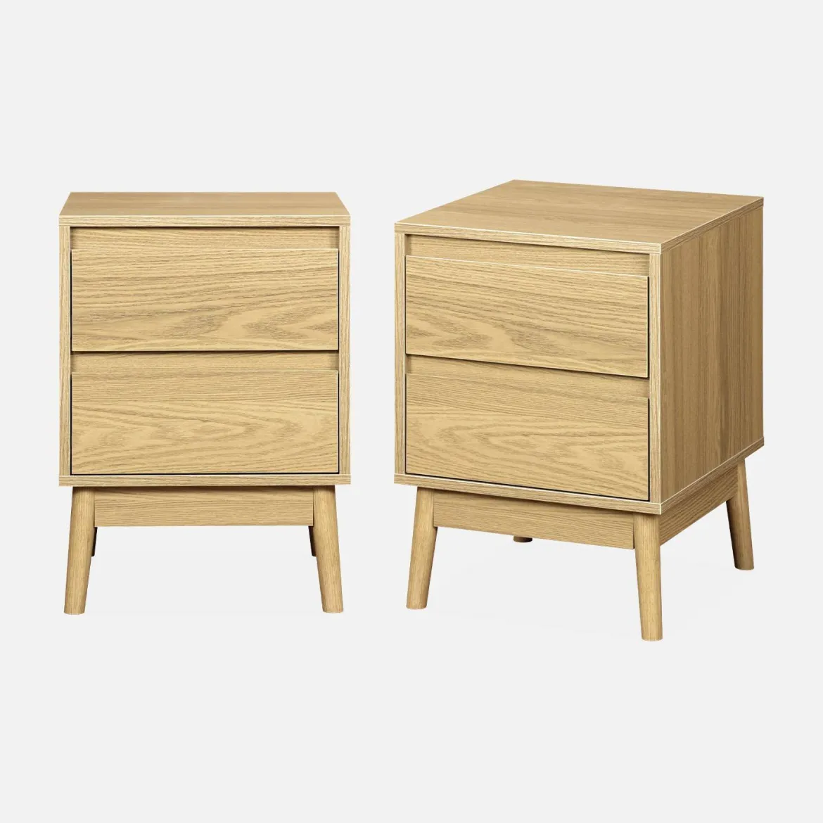 Set 2 comodini effetto legno con due cassetti