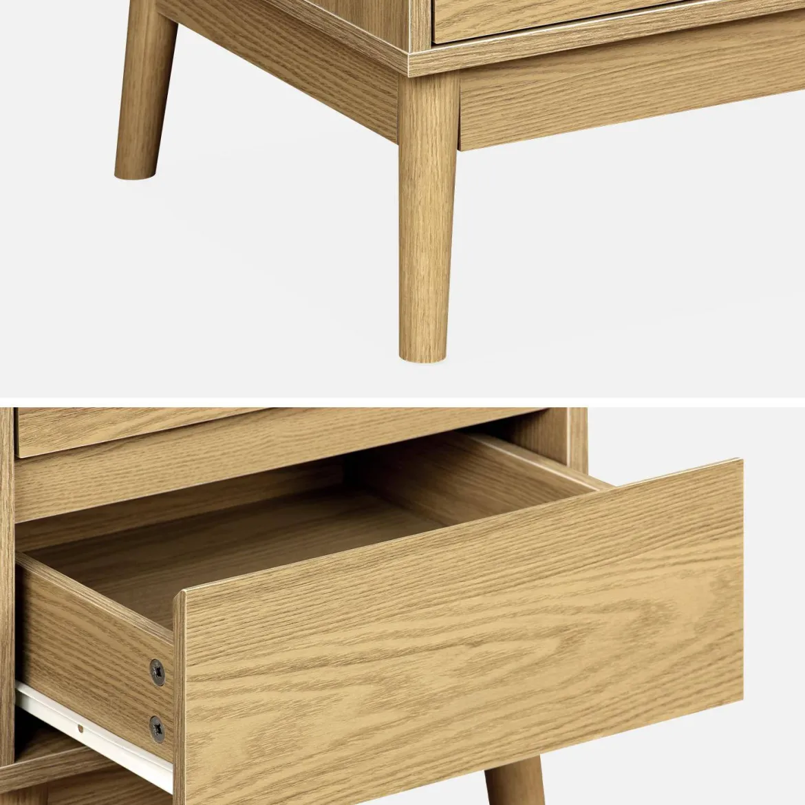 Set 2 comodini effetto legno con due cassetti