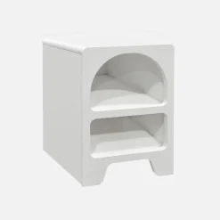 Set 2 comodini effetto legno bianco, 2 nicchie