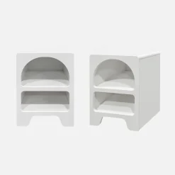 Set 2 comodini effetto legno bianco, 2 nicchie