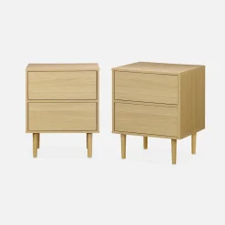 Set 2 comodini effetto legno naturale