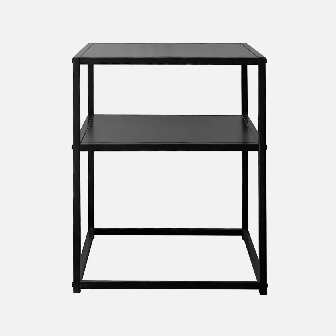 Set 2 comodini in metallo nero con ripiano