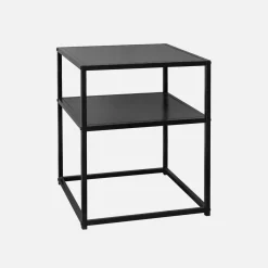 Set 2 comodini in metallo nero con ripiano