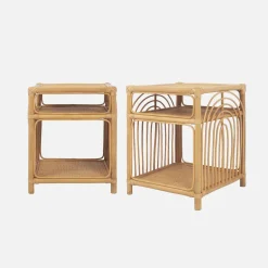 Set 2 comodini in rattan 1 vano portaoggetti
