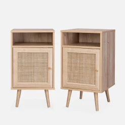 Set 2 comodini scandinavi in intrecciatura cannage