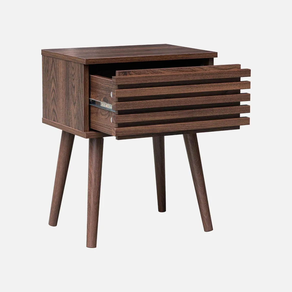 Set 2 comodini scandinavi con decoro in legno scanalato