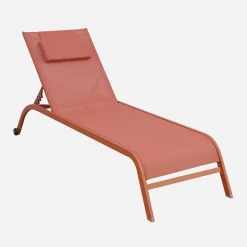 Set 2 lettini prendisole in acciaio con cuscino e ruote multiposizione