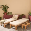 Set 2 lettini prendisole modulari in legno multiposizione con tavolino
