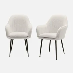 Set 2 poltrone bouclé, gambe in metallo