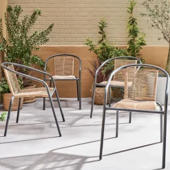 Set 4 poltrone da giardino in resina naturale