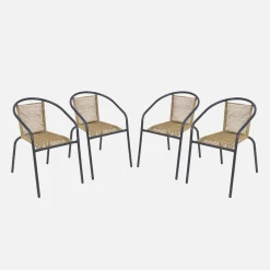 Set 4 poltrone da giardino in resina naturale