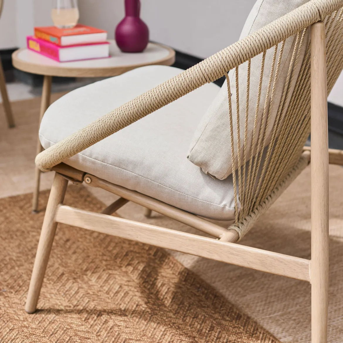 Set 2 poltrone da giardino con tavolo in acciaio e rattan