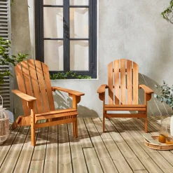 Set 2 poltrone da giardino in legno