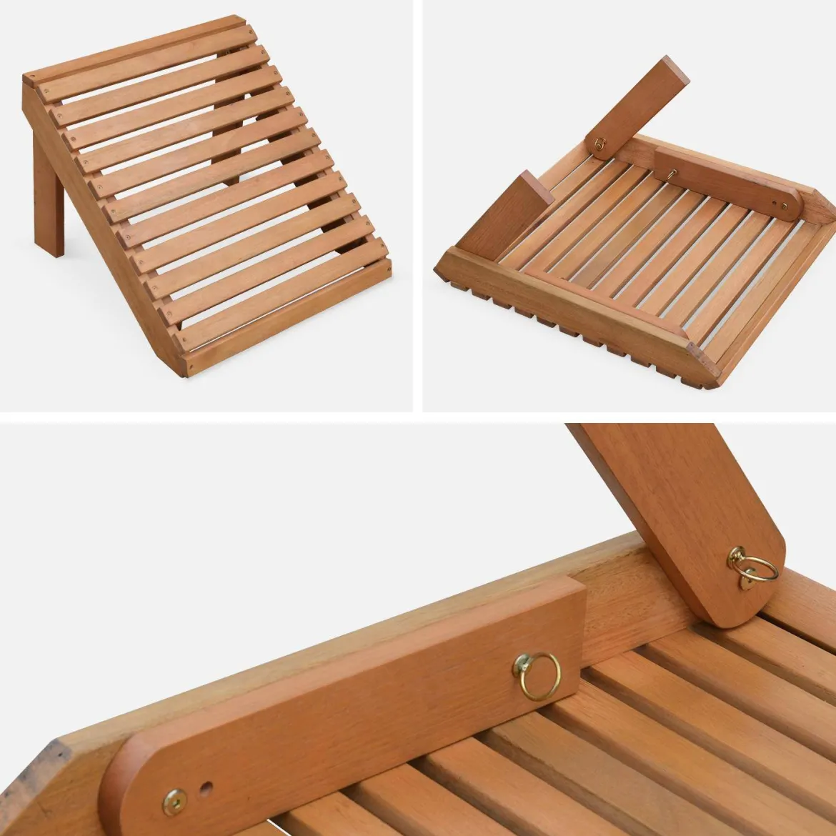 Set 2 poltrone in legno con poggiapiedi