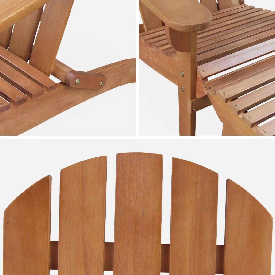 Set 2 poltrone in legno con poggiapiedi