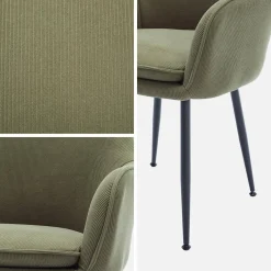Set 2 poltrone in velluto a coste con gambe in metallo