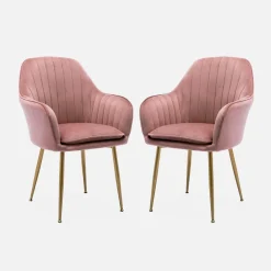 Set 2 poltrone in velluto con gambe in metallo