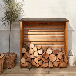 Set 2 portalegna in legno di abete