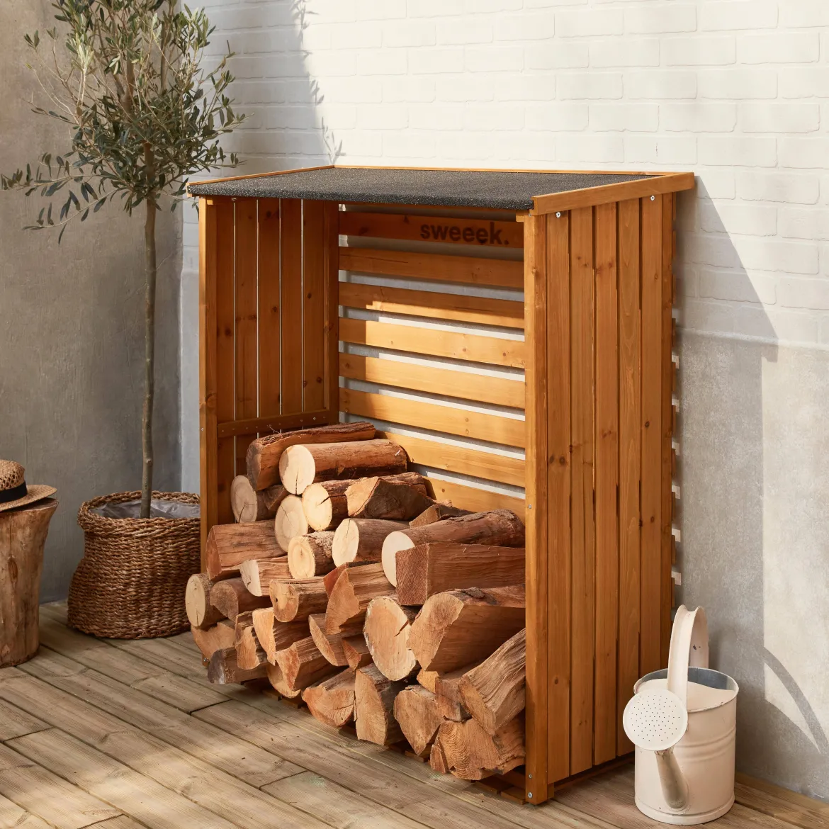 Set 2 portalegna in legno di abete