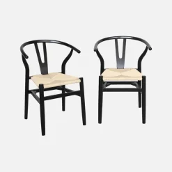 Set 2 sede in legno con seduta in corda