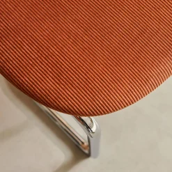 Set 2 sedie arrotondate metallo, velluto a coste e gambe cromate