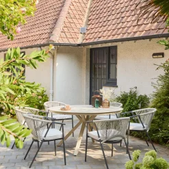 Set 4 sedie da giardino impilabili in acciaio e corde
