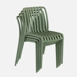 Set 4 sedie da giardino impilabili in plastica