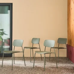 Set 4 sedie da giardino impilabili in acciaio e plastica