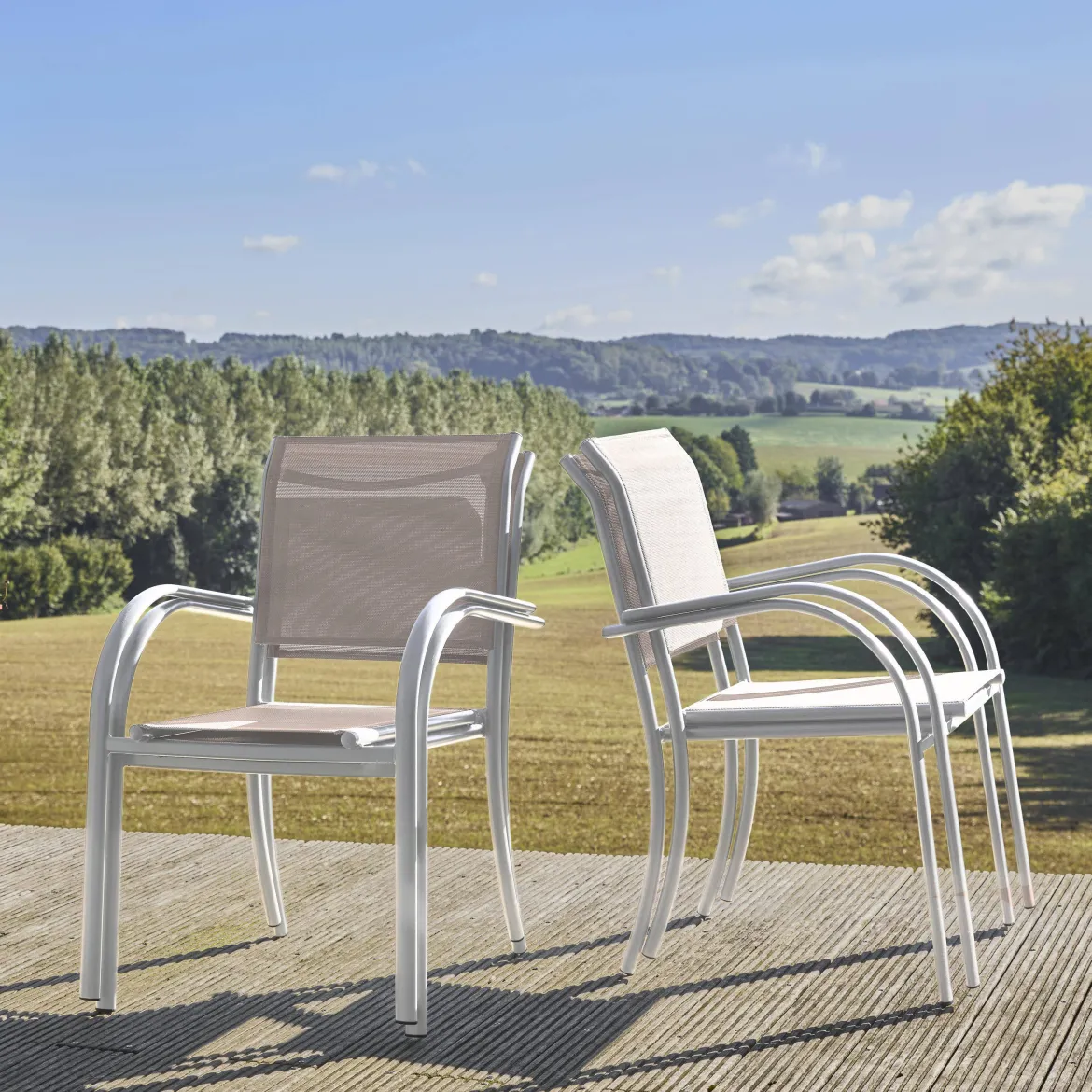 Set 4 sedie da giardino in alluminio e textilene