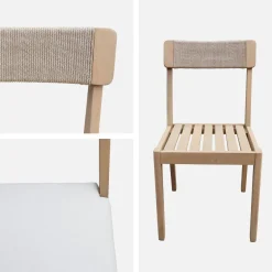 Set 4 sedie da giardino in acacia e corda