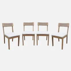 Set 4 sedie da giardino in acacia e corda