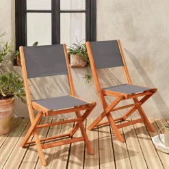 Set 2 sedie da giardino pieghevoli in legno