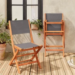 Set 2 sedie da giardino pieghevoli in legno