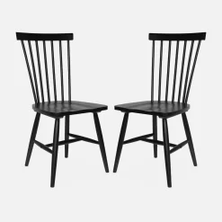 Set 2 sedie da pranzo in legno, impilabili stile vintage