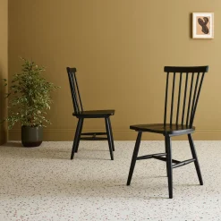 Set 2 sedie da pranzo in legno, impilabili stile vintage