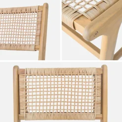 Set 2 sedie in canna e legno