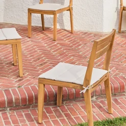 Set 4 sedie in legno di acacia, impilabili con cuscino