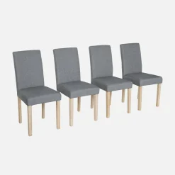 Set 4 sedie in tessuto con gambe in legno