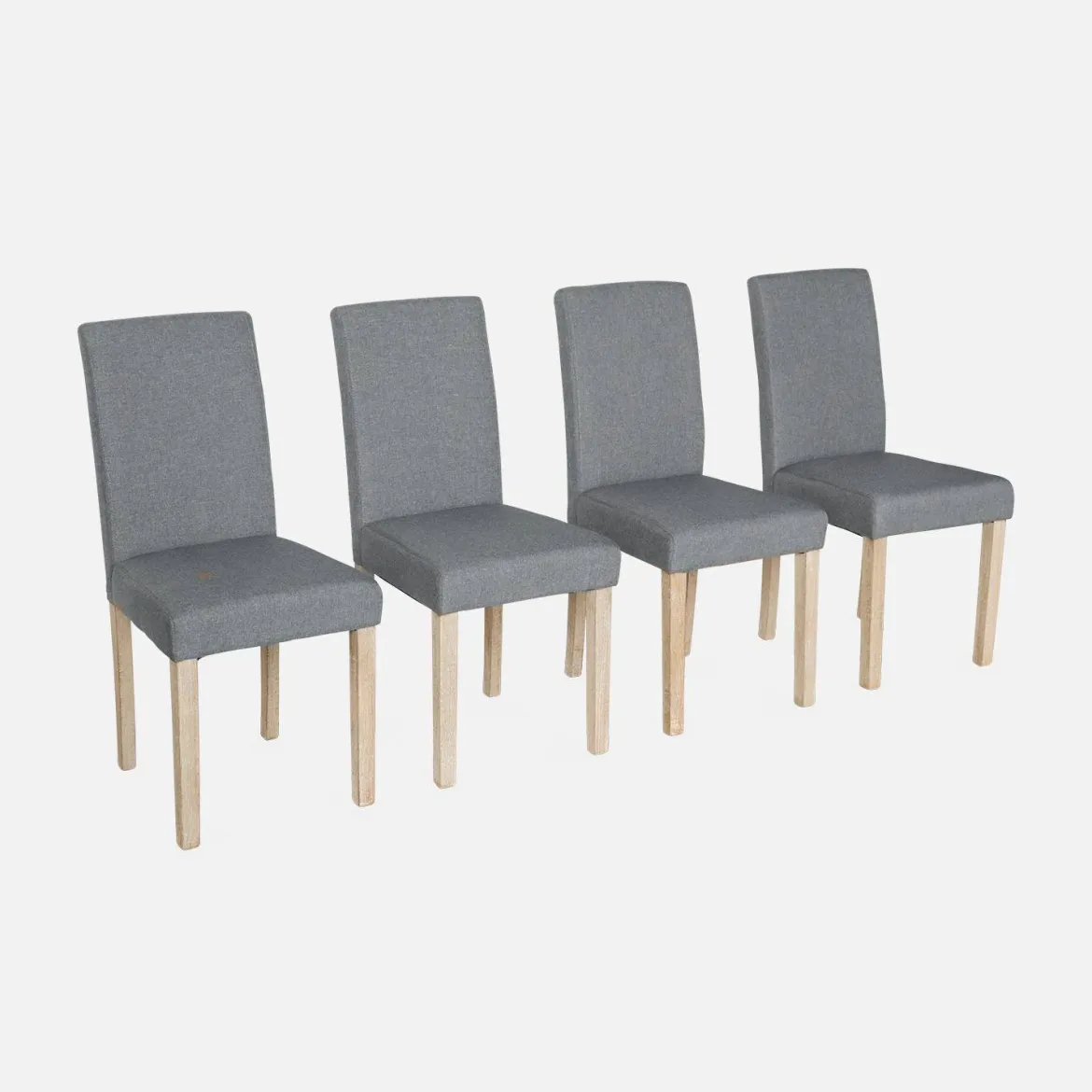 Set 4 sedie in tessuto con gambe in legno