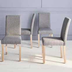 Set 4 sedie in tessuto con gambe in legno