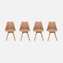 Set 4 sedie scandinave imbottite con gambe in legno