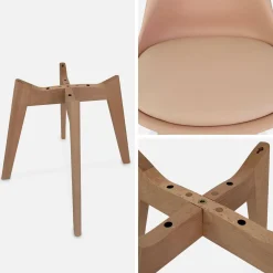Set 4 sedie scandinave imbottite con gambe in legno