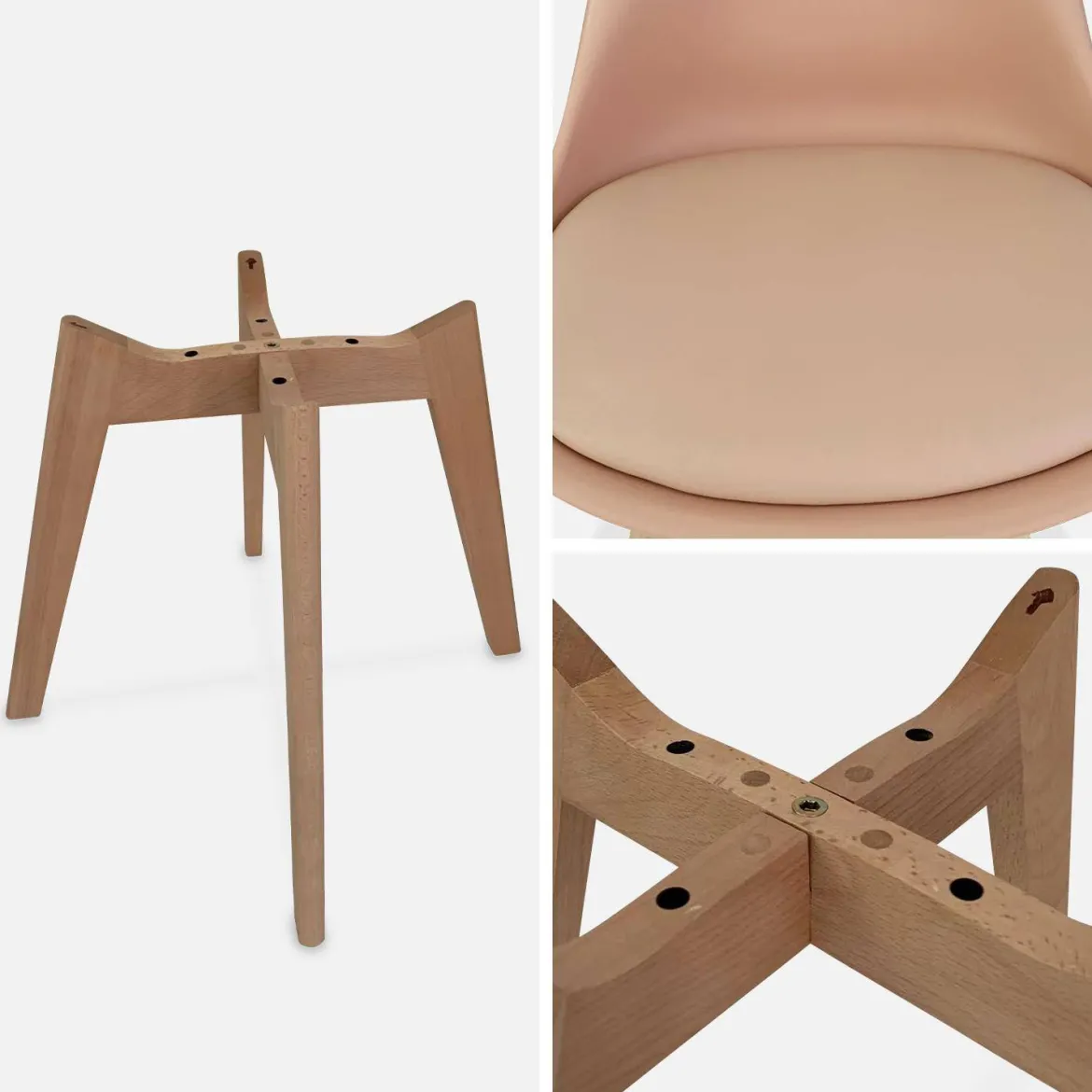 Set 4 sedie scandinave imbottite con gambe in legno