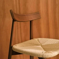Set 2 sedie scandinave legno hevea seduta in corda