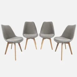 Set 4 sedie scandinave legno di faggio e bouclé strutturato