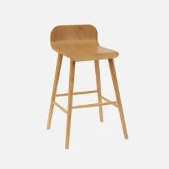 Set 2 sgabelli da bar scandinavo in legno di hevea 67,5 cm