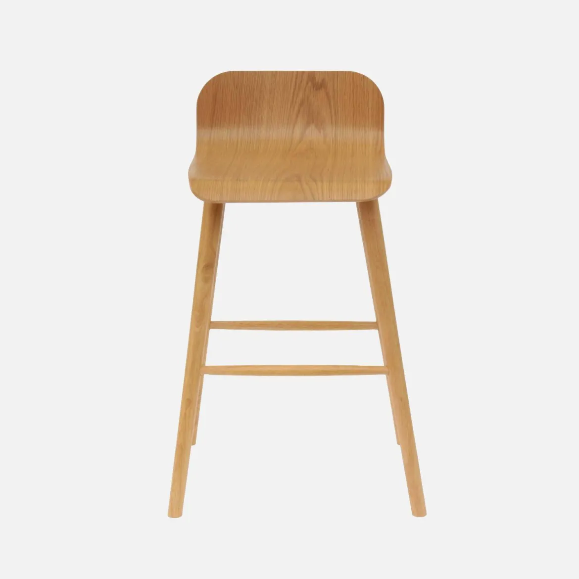 Set 2 sgabelli da bar scandinavo in legno di hevea 67,5 cm
