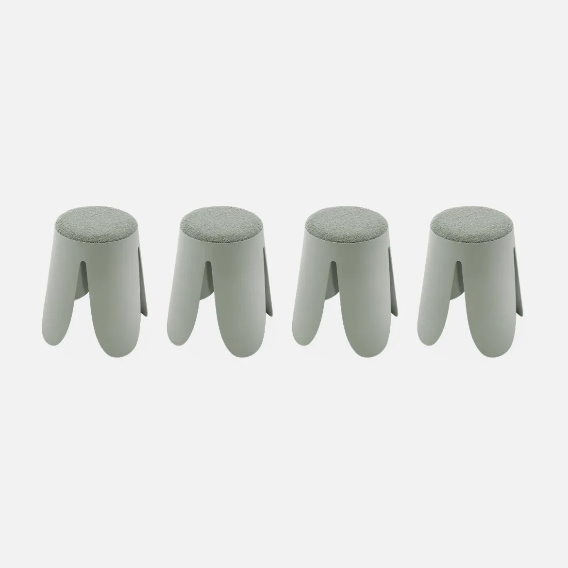 Set 4 sgabelli impilabili in bouclé