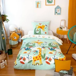 Set biancheria da letto cotone reversibile stampato savana / arcobaleno, 140 cm